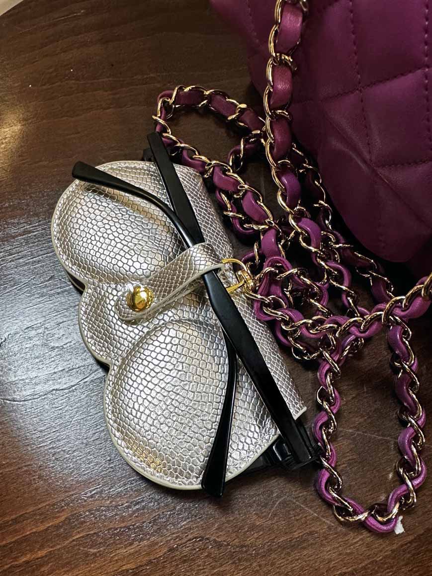 Snake Pattern Sunglasses Case & Bag Charm