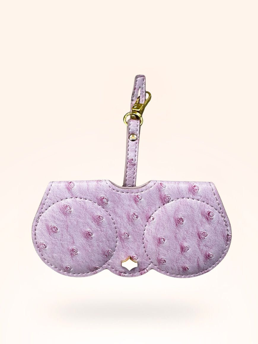 Pink Ostrich Clip-On Sunglasses Case