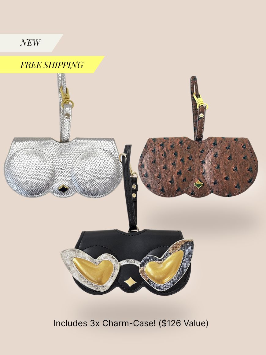 Set of 3: Snake Silver, Brown Ostrich, and Heart Charm Trio