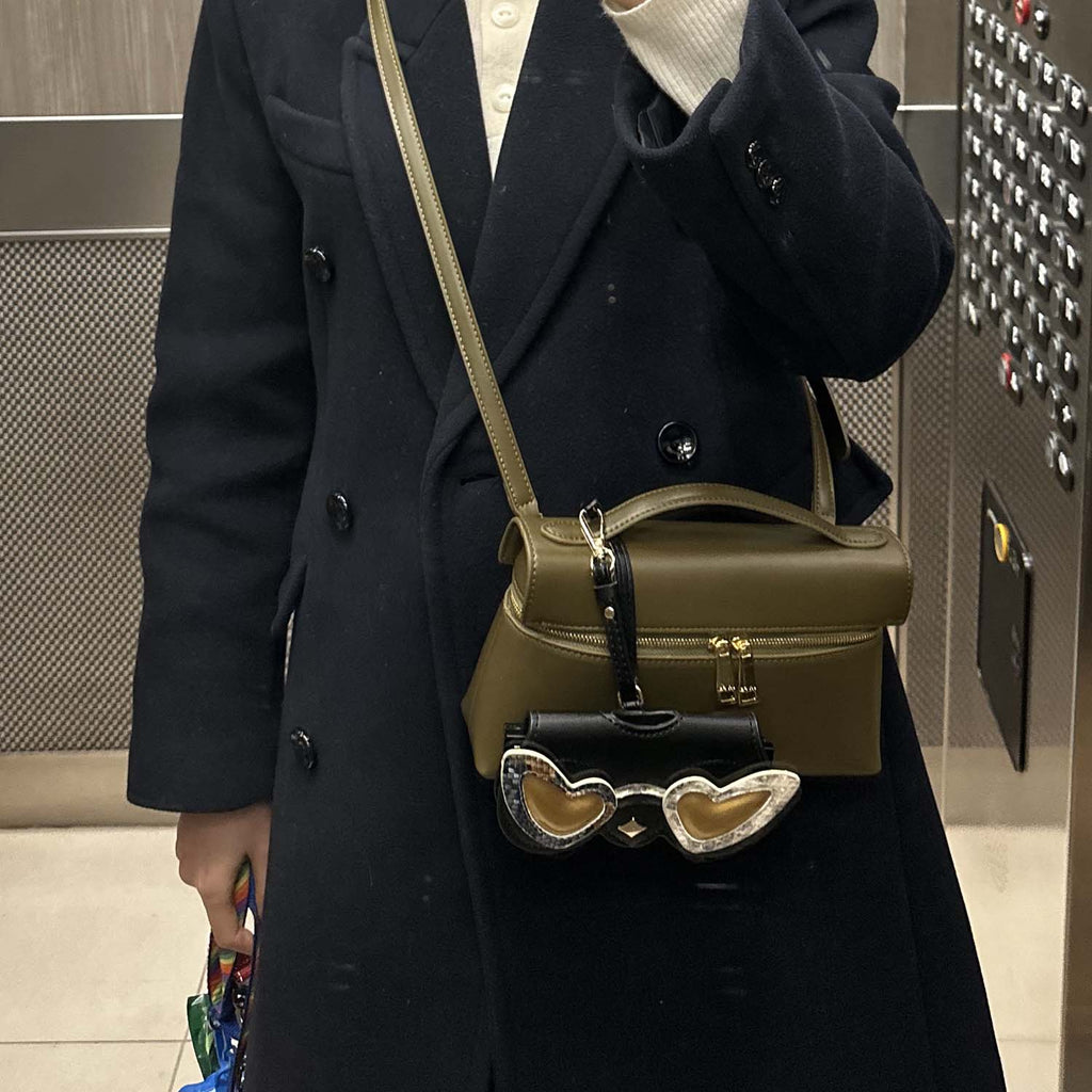 Set of 3: Pink, Brown Ostrich, and Heart Charm Trio