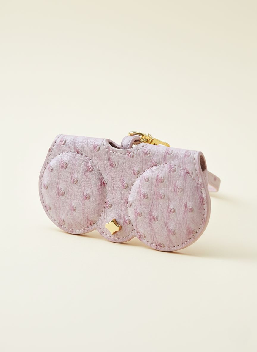 Pink Ostrich Clip-On Sunglasses Case